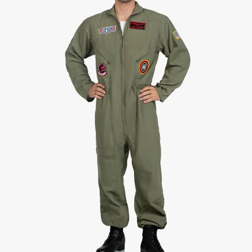 Top Gun Maverick Olive Green Flight Suit with Patches